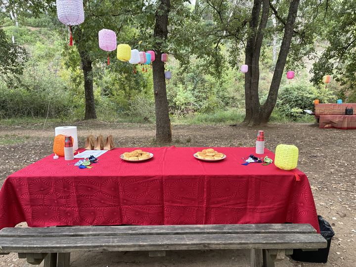 La table dressée sous les lanternes